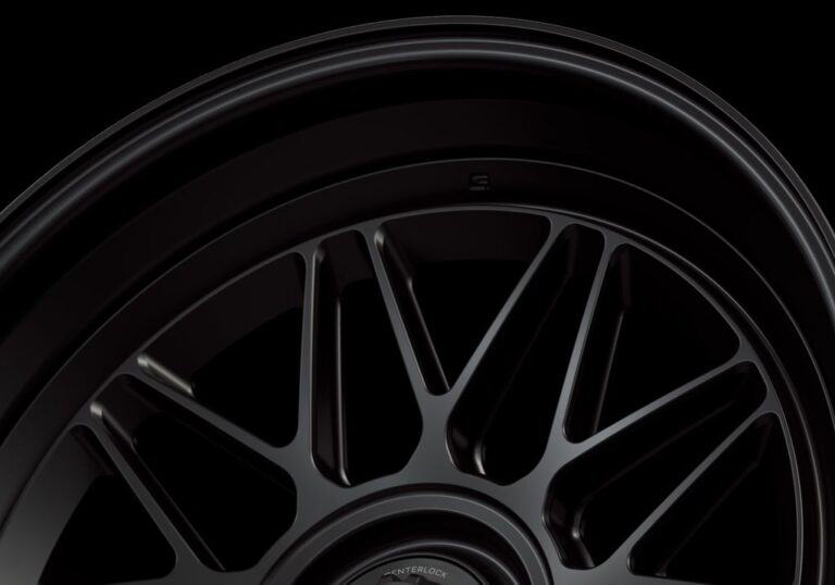 Three-quarter view of a black G24 3-piece centerlock wheel from Govad Forged Heritage series